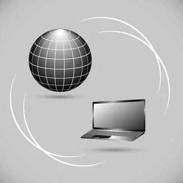 Internet connection between computer and server Stock Illustration