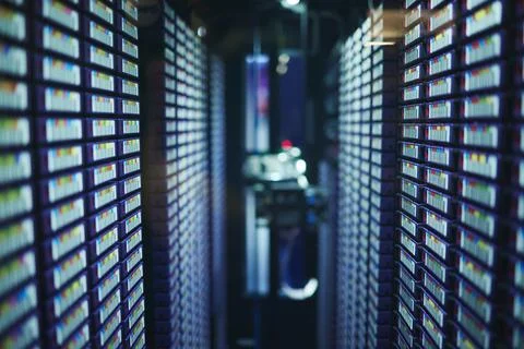 Internet connection, data center and server room for network infrastructure and Stock Photos