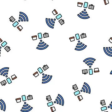 Internet connection devices vector seamless pattern Illustrazione stock