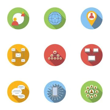 Internet connection icons set, flat style Stock Illustration