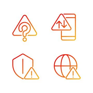Internet connection issues pixel perfect gradient linear vector icons set イラスト素材