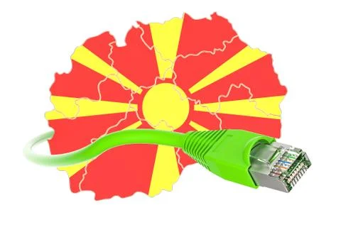 Internet connection in Macedonia concept. 3D rendering Illustrazione stock