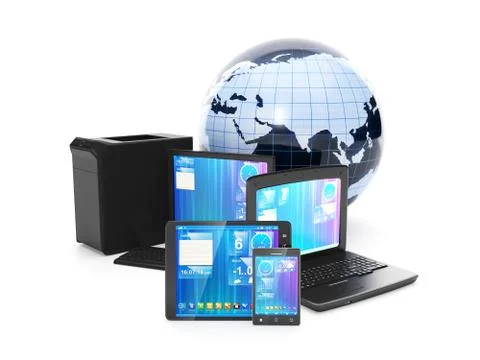 Internet. connection mobile phone, tablet pc or laptop into a single internet Stock Illustration