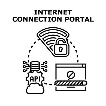 Internet connection portal access security and data gateway Illustrazione stock