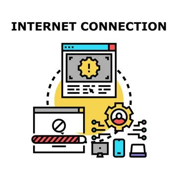 Internet connection problem fixing and setup process イラスト素材