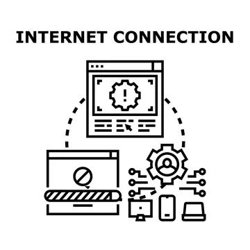 Internet connection problem fixing and setup process イラスト素材