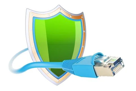 Internet connection protect, secure communication network concept. 3D renderi Stock Illustration