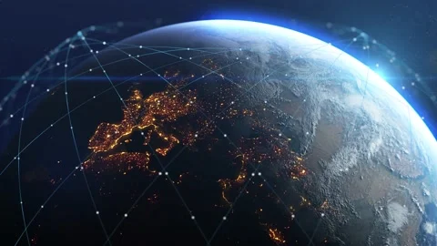 Internet connection by satellites. Global network connection the world abstract Stock Footage 146754671