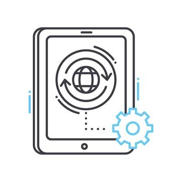 Internet connection setup line icon, outline symbol, vector illustration Illustrazione stock