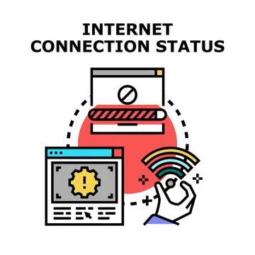 Internet connection status display with outage warning Stock Illustration