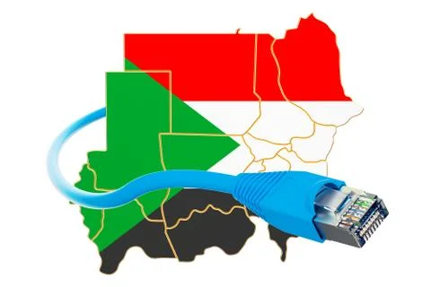 Internet connection in Sudan concept. 3D rendering Illustrazione stock