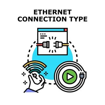 Internet connection types illustrating wired and wireless network Stock Illustration