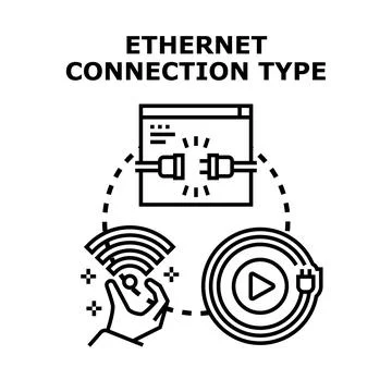 Internet connection types illustrating wired and wireless network Stock Illustration