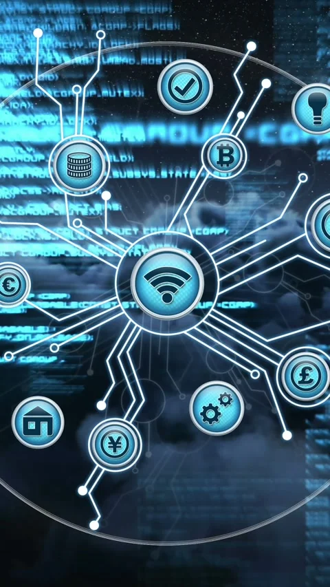 Internet connectivity and cryptocurrency 4k Stock Footage 343497997