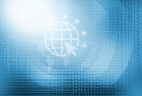 An Internet connectivity concept, binary code background with icons, using di Stock Illustration