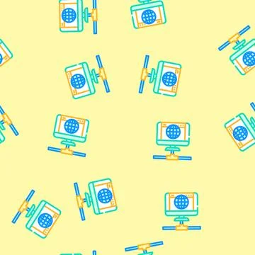Internet connectivity industry 3 vector seamless pattern イラスト素材