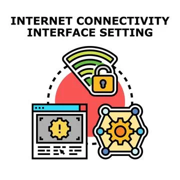 Internet connectivity interface setting up and secure network Stock Illustration