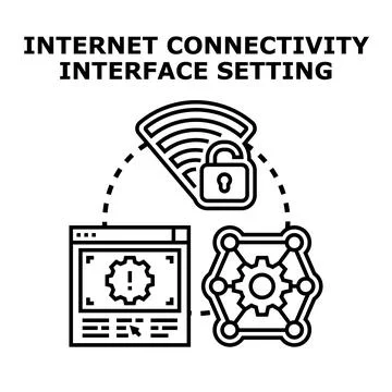 Internet connectivity interface setting up and secure network Stock Illustration