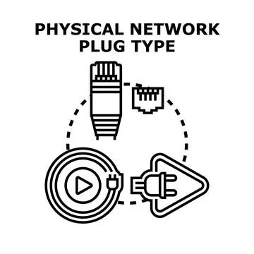 Internet connectivity network media plug types Stock Illustration