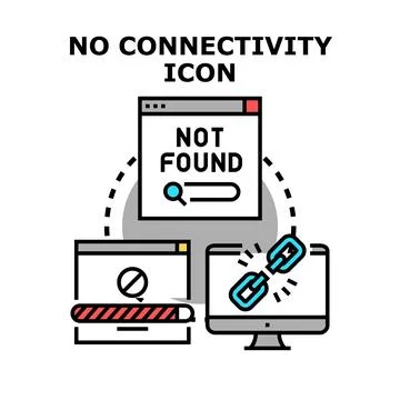 Internet connectivity problem concept with broken link Stock Illustration