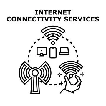 Internet connectivity services connecting digital devices with wireless netwo Stock Illustration