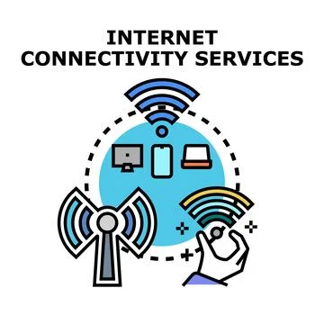 Internet connectivity services connecting digital devices with wireless netwo Stock Illustration