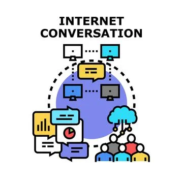 Internet conversation connecting people through digital communication network Stock Illustration