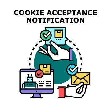 Internet cookie acceptance notification concept in user experience 스톡 일러스트