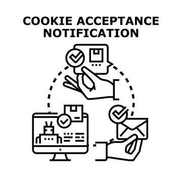 Internet cookie acceptance notification concept in user experience イラスト素材