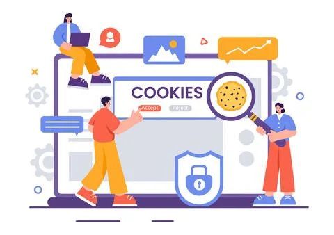 Internet Cookies Technology Vector Illustration with Tracking Cookie Record.. Stock Illustration