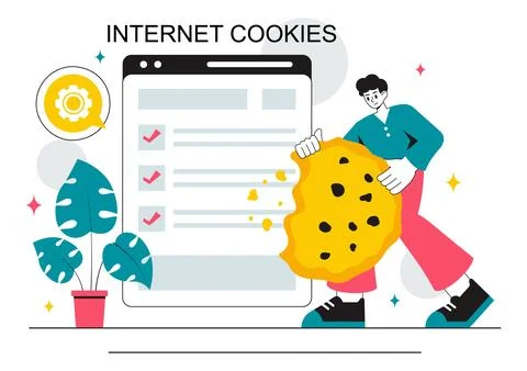 Internet Cookies Technology Vector Illustration Featuring Tracking Cookie R.. Stock Illustration