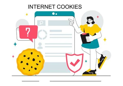 Internet Cookies Technology Vector Illustration Featuring Tracking Cookie R.. Stock Illustration