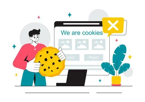 Internet Cookies Technology Vector Illustration Featuring Tracking Cookie R.. Stock Illustration
