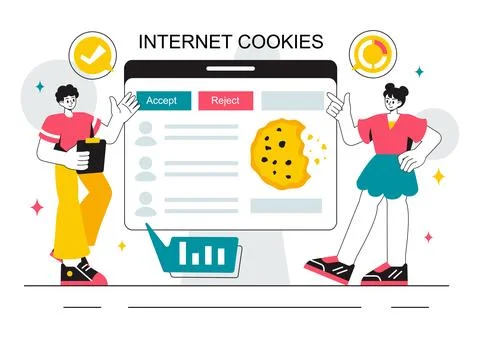 Internet Cookies Technology Vector Illustration Featuring Tracking Cookie R.. Stock Illustration