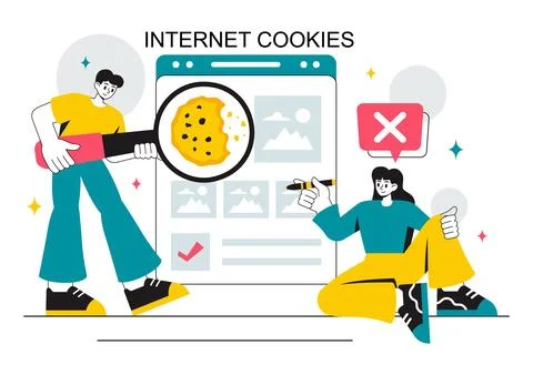 Internet Cookies Technology Vector Illustration Featuring Tracking Cookie R.. Stock Illustration