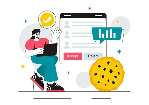 Internet Cookies Technology Vector Illustration Featuring Tracking Cookie R.. Stock Illustration
