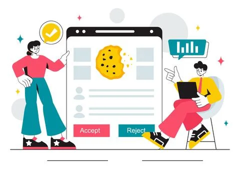 Internet Cookies Technology Vector Illustration Featuring Tracking Cookie R.. Stock Illustration