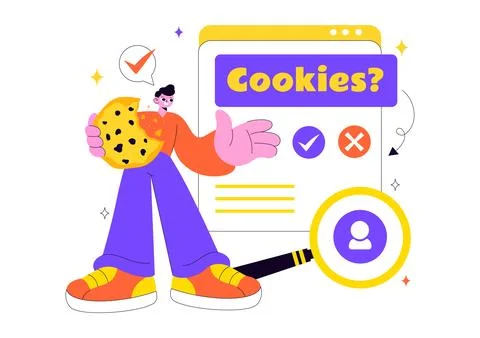 Internet Cookies Technology Vector Illustration Featuring Tracking Cookie R.. 库存插图