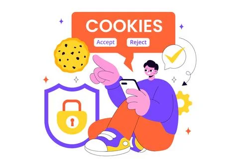Internet Cookies Technology Vector Illustration Featuring Tracking Cookie R.. 库存插图