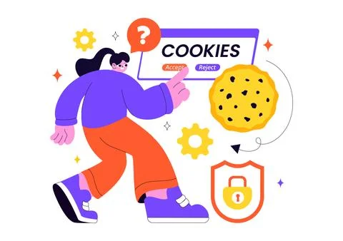 Internet Cookies Technology Vector Illustration Featuring Tracking Cookie R.. 库存插图