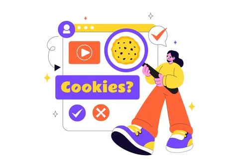 Internet Cookies Technology Vector Illustration Featuring Tracking Cookie R.. Stock Illustration