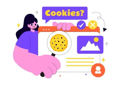 Internet Cookies Technology Vector Illustration Featuring Tracking Cookie R.. 库存插图