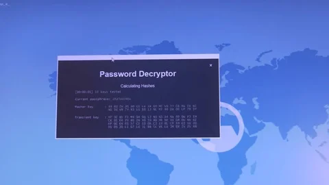 Internet crime concept. Password decryptor. Calculating hashes Stock Footage 73060777