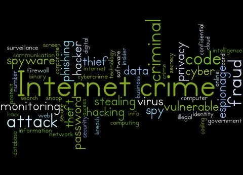 Internet crime, word cloud concept Illustrazione stock
