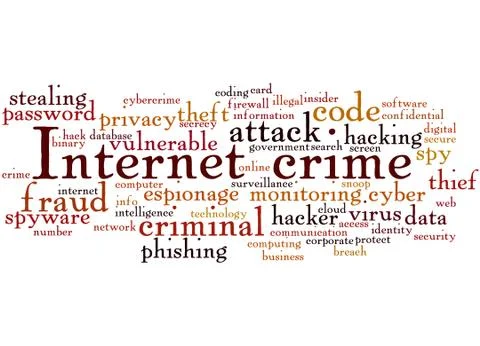 Internet crime, word cloud concept Illustrazione stock