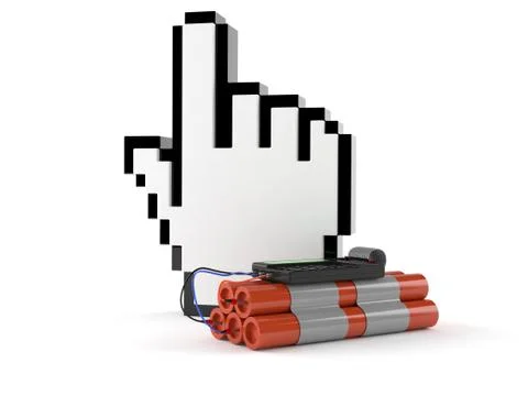 Internet cursor with bomb Illustrazione stock