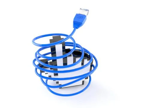 Internet cursor with network cable Stock Illustration