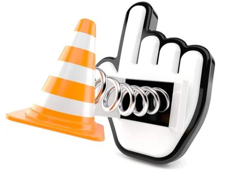 Internet cursor with traffic cone Stock Illustration