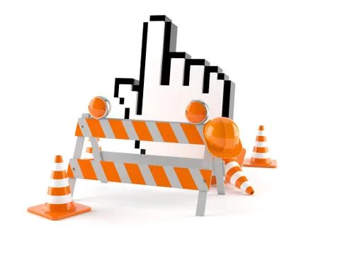 Internet cursor with traffic cones Stock Illustration