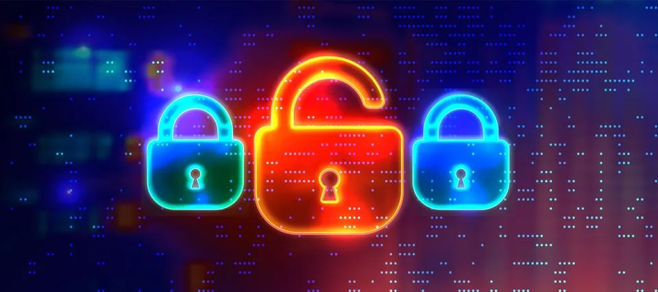 Internet cyber security background. Digital cyberspace with lock vector ill.. Stock Illustration